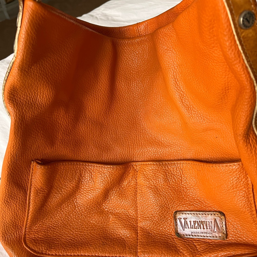 Valentina Vibrant Orange Hobo Bag